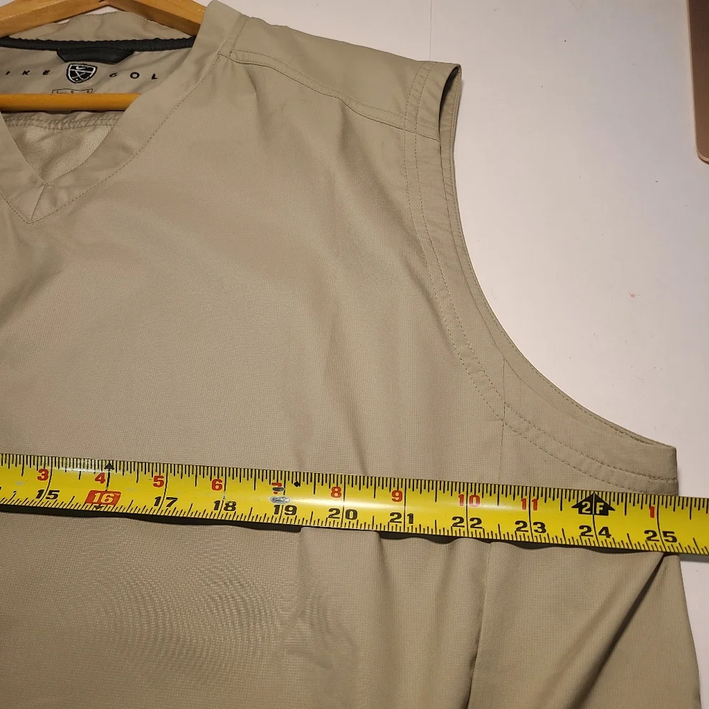 Nike Lightweight Golf Windbreaker Performance Layer Vest Beige Men's Size Large